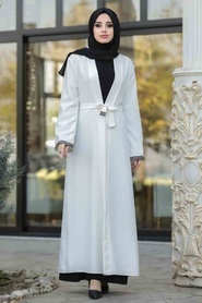 Blanc - Neva Style - Manteau Hijab - 39080B - Thumbnail