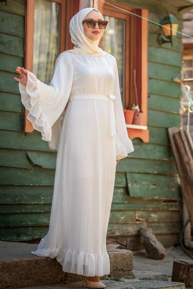Blanc - Neva Style - Robe Hijab - 1310B - 1