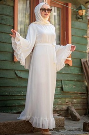 Blanc - Neva Style - Robe Hijab - 1310B - Thumbnail