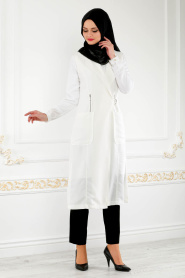Blanc - New Kenza - Gilet Hijab 4975B - Thumbnail