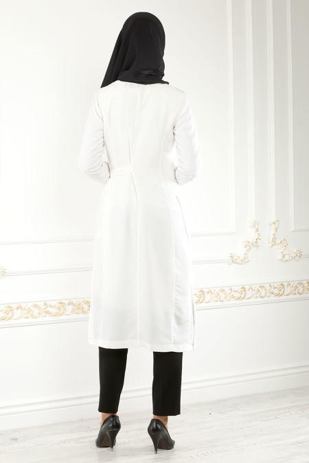 Blanc - New Kenza - Gilet Hijab 4975B - 2