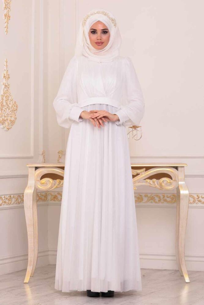 Blanc - Tuay - Robe de Soirée Hijab - 30632B - 1