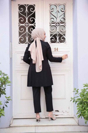 Blazer Ceketli Siyah Tesettür İkili Takım 5994S - 4
