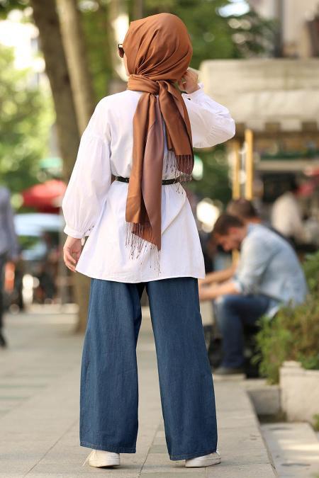 Bleu Marin - Nayla Colelction Hijab Jeans 90880L - 2