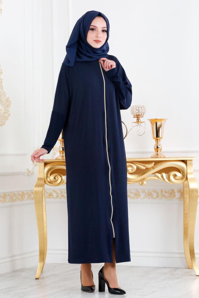 Bleu Marin - Nayla Collection - Abaya Turque Hijab 73081L - 1