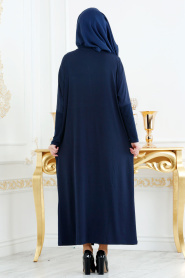 Bleu Marin - Nayla Collection - Abaya Turque Hijab 73081L - Thumbnail