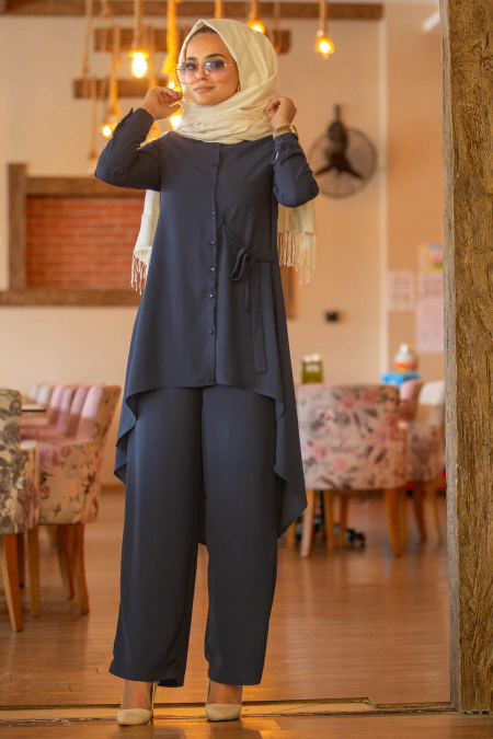 Bleu Marin - Nayla Collection - Combination Hijab 5044L