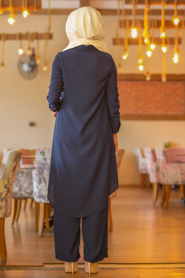 Bleu Marin - Nayla Collection - Combination Hijab 5044L - Thumbnail