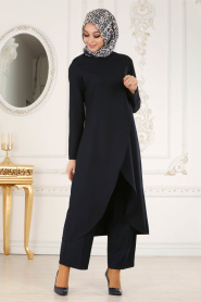 Bleu Marin - Nayla Collection - Combination Hijab 6002L - Thumbnail
