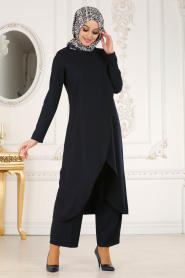 Bleu Marin - Nayla Collection - Combination Hijab 6002L - Thumbnail