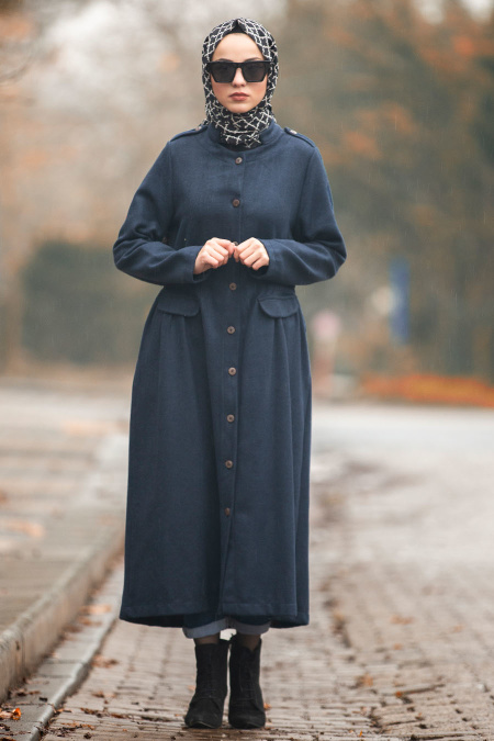 Bleu Marin - Nayla Collection - Manteau Hijab 24520L