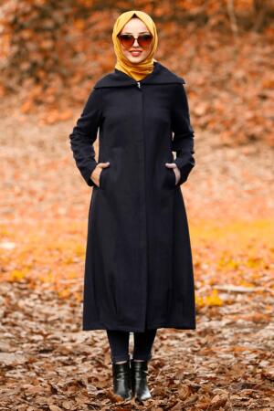 Bleu Marin - Nayla Collection - Manteau Hijab 2453L - 1