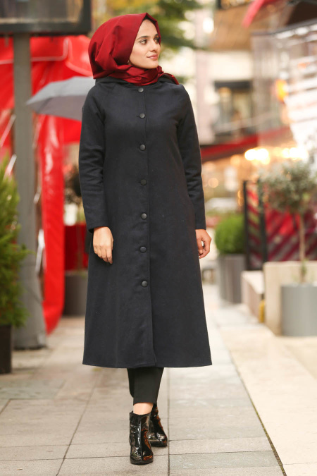 Bleu Marin - Nayla Collection - Manteau Hijab 2463L