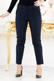 Bleu Marin - Nayla Collection - Pantalon Hijab 4017L - Thumbnail