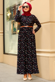 Bleu Marin - Nayla Collection - Robe Hijab - 16391L - Thumbnail