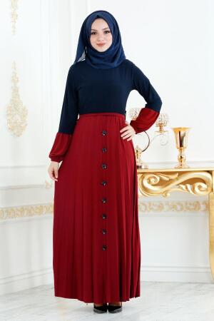 Bleu Marin - Nayla Collection - Robe Hijab 18025L - 1