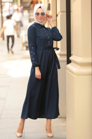 Bleu Marin - Nayla Collection - Robe Hijab 2292L - Thumbnail