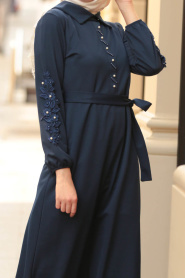 Bleu Marin - Nayla Collection - Robe Hijab 2292L - Thumbnail