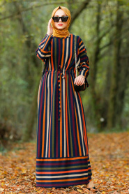 Bleu Marin - Nayla Collection - Robe Hijab 2407L - Thumbnail