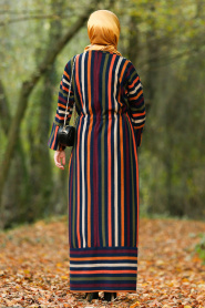 Bleu Marin - Nayla Collection - Robe Hijab 2407L - Thumbnail