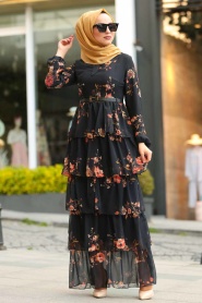 Bleu Marin - Nayla Collection - Robe Hijab - 2565L - Thumbnail