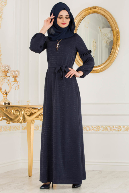 Bleu Marin - Nayla Collection - Robe Hijab 3893L