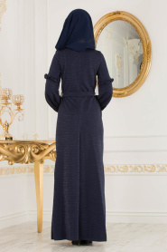 Bleu Marin - Nayla Collection - Robe Hijab 3893L - Thumbnail