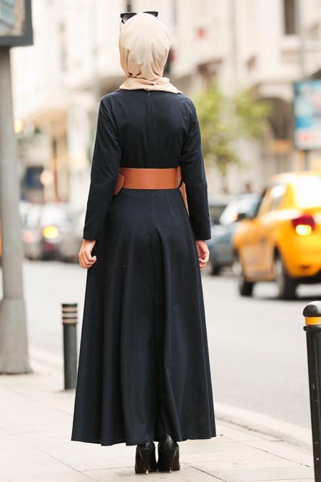 Bleu Marin - Nayla Collection - Robe Hijab 42450L - 2