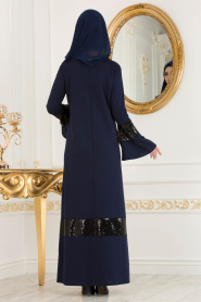 Bleu Marin - Nayla Collection - Robe Hijab 78480L - Thumbnail