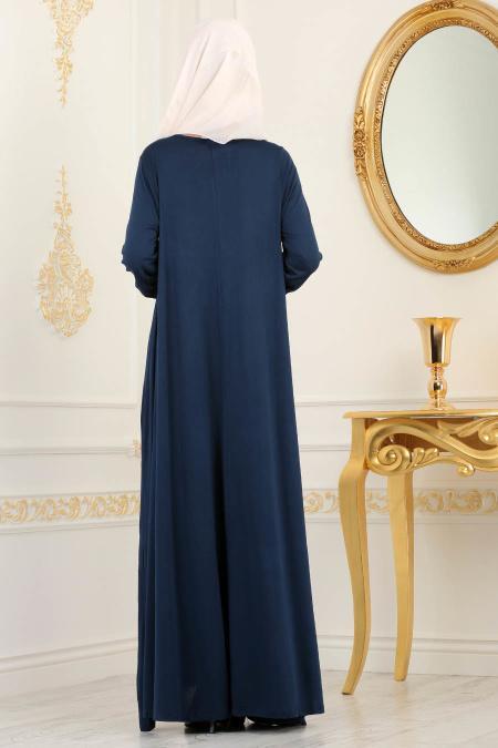 Bleu Marin - Nayla Collection - Robe Hijab 79290L - 3