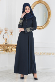 Bleu Marin - Nayla Collection - Robe Hijab 8183L - Thumbnail