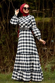 Bleu Marin-Nayla Collection - Robe Hijab 84120L - Thumbnail