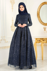Bleu Marin - Nayla Collection - Robes de Soirée 36501L - Thumbnail