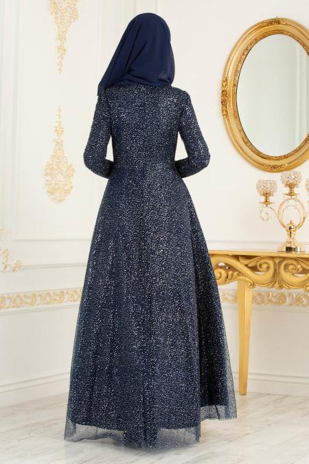 Bleu Marin - Nayla Collection - Robes de Soirée 36501L - 2
