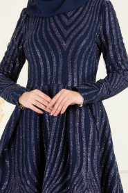 Bleu Marin - Nayla Collection - Robes de Soirée 36503L - Thumbnail
