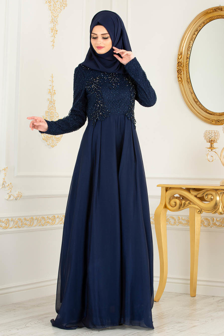 Bleu Marin - Nayla Collection - Robes de Soirée 36791L