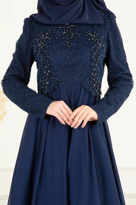 Bleu Marin - Nayla Collection - Robes de Soirée 36791L - 2