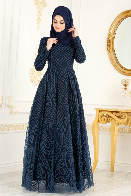 Bleu Marin - Nayla Collection - Robes de Soirée 3719L