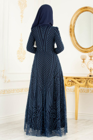 Bleu Marin - Nayla Collection - Robes de Soirée 3719L - Thumbnail