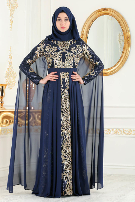 Bleu Marin - Nayla Collection - Robes de Soirée 8078L