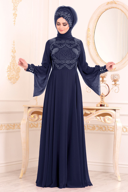 Bleu Marin - Nayla Collection - Robes de Soirée 8088L