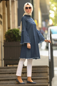Bleu Marin - Nayla Collection - Tunique Hijab 40470L - Thumbnail