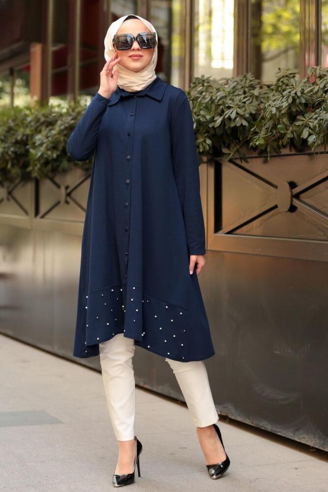 Bleu Marin- Nayla Collection - Tunique Hijab 5458L - 1