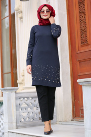 Bleu Marin - Nayla Collection - Tunique Hijab 75900L - Thumbnail