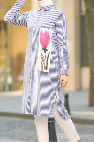 Bleu Marin- Neva Style - Tunique Hijab 2901L - Thumbnail