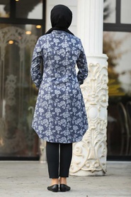 Bleu Marin - Neva Style - Tunique Hijab - 4950L - Thumbnail