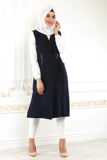 Bleu Marin - New Kenza - Gilet Hijab 4975L - 1