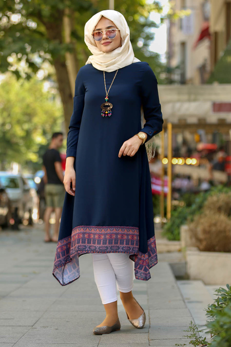 Bleu Marin - New Kenza Hijab Tunic 21520L