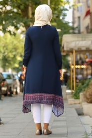 Bleu Marin - New Kenza Hijab Tunic 21520L - Thumbnail