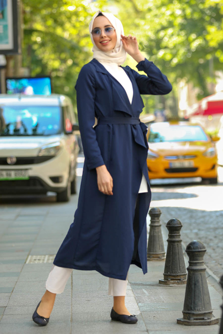 Bleu Marin - New Kenza - Manteau Hijab 49650L